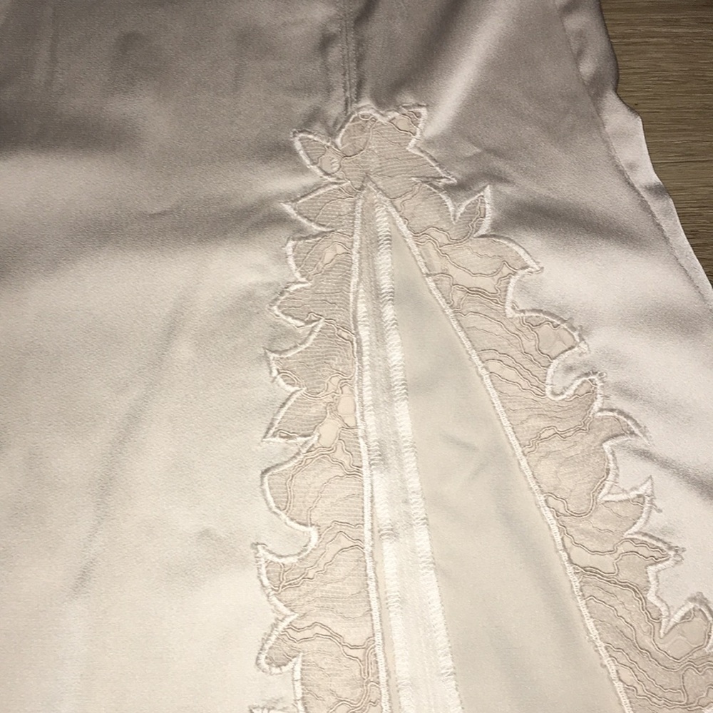 H & M NWT LACE TRIM DOUBLE SLIT SATIN STRETCH PENCIL SKIRT SIZE 4 - Picture 7 of 10